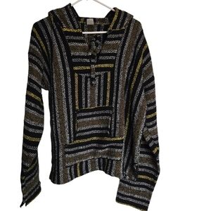 Artesanias Mickey Striped Black and Gold Hoodie Poncho Size Large